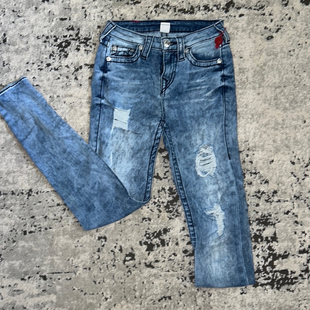 True Religion Skinny Acid Wash Jeans
